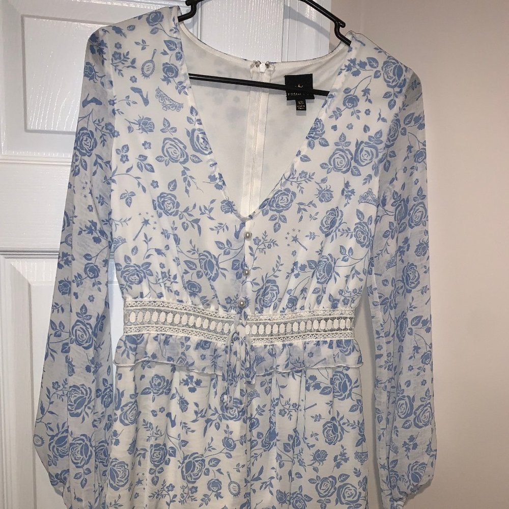 Floral Romper (Blue and White)